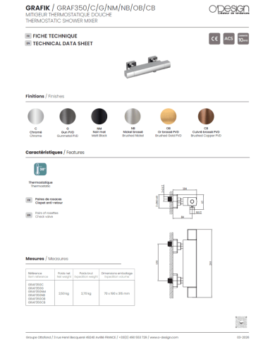 Mitigeur thermostatique douche Grafik - Odesign