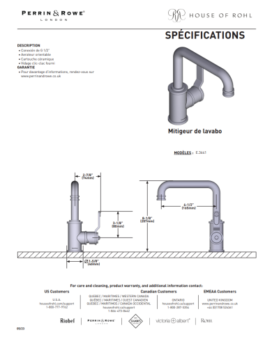 Mitigeur Lavabo Armstrong - Perrin & Rowe