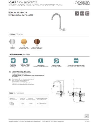 mitigeur lavabo Figaro | O'design