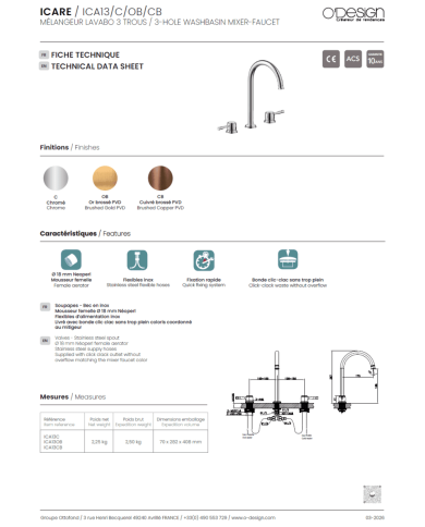 mitigeur lavabo Figaro | O'design