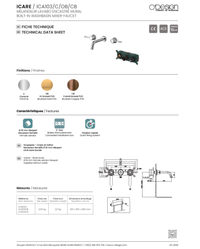 mitigeur lavabo Figaro | O'design
