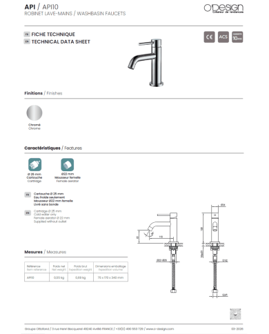 mitigeur lavabo Figaro | O'design