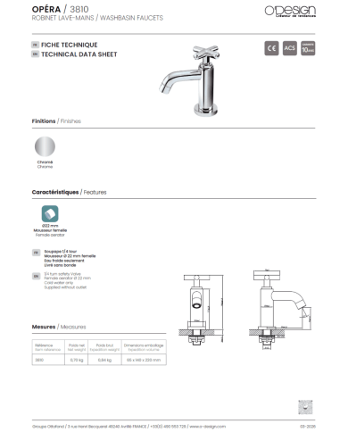 Robinet lave-mains Opéra - Odesign