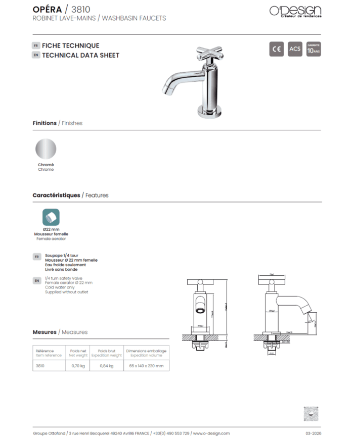 Robinet lave-mains Opéra - Odesign