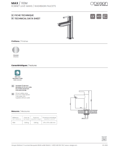 Robinet lave-mains MAX - Odesign