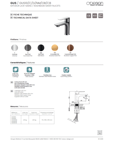 mitigeur lavabo Figaro | O'design