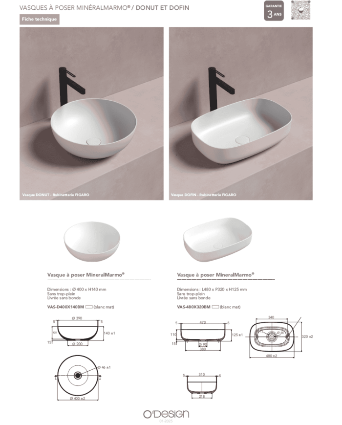 Vasque ovale solid surface Dofin - Odesign