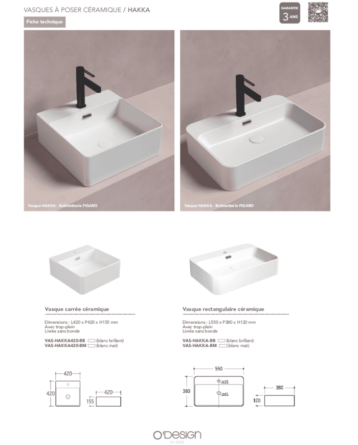 Vasque céramique rectangle Hakka - Odesign