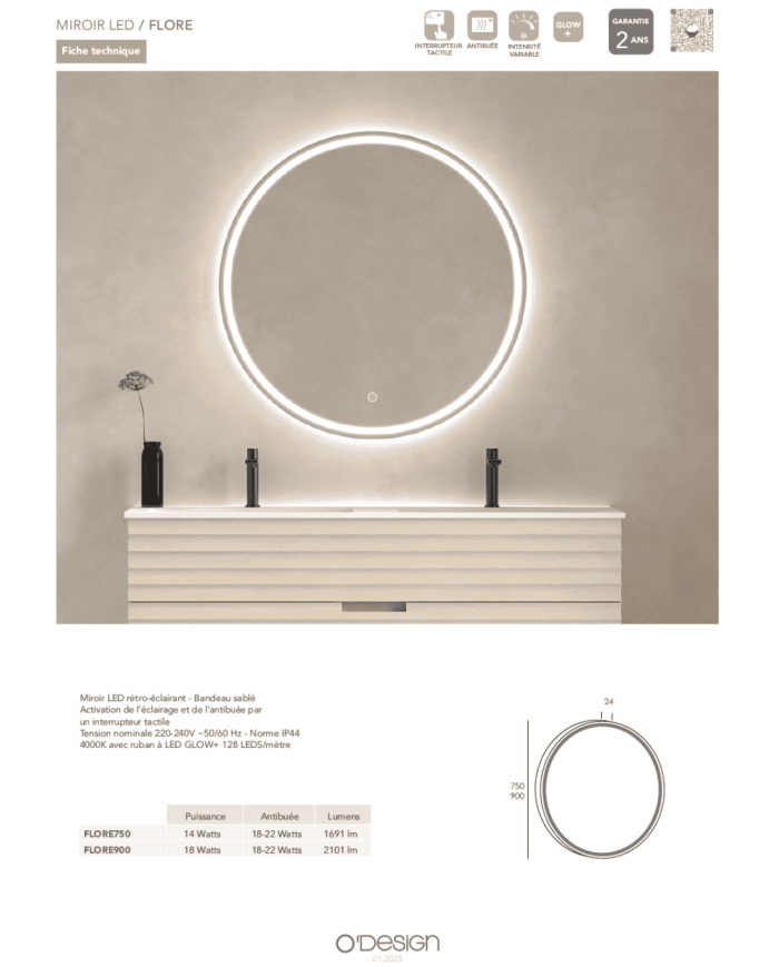 Miroir LED Flore - Odesign