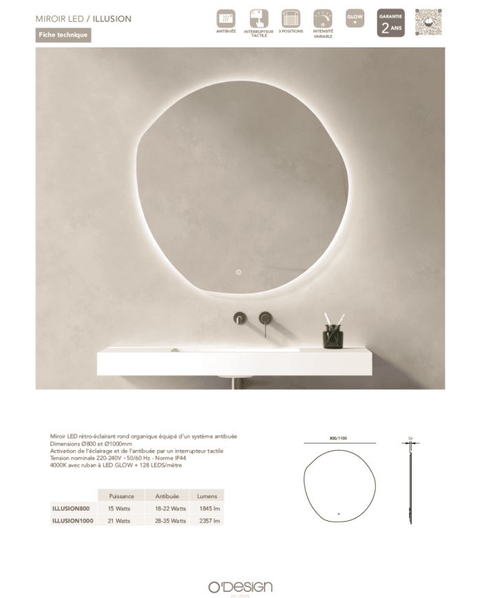 Miroir LED Illusion - Odesign
