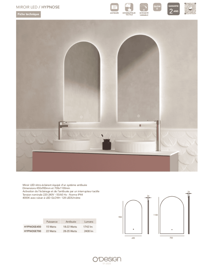 Miroir LED Hypnose - Odesign