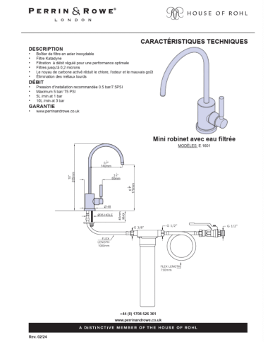 Mini robinet eau filtrée Langbourn - Perrin & Rowe