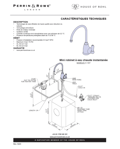 Mini robinet eau chaude Phoenician - Perrin & Rowe