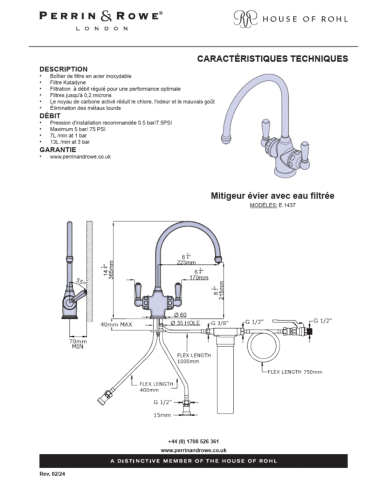 Mitigeur évier avec eau filtrée Phoenician - Perrin & Rowe