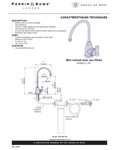 Mini robinet eau filtrée Phoenician - Perrin & Rowe