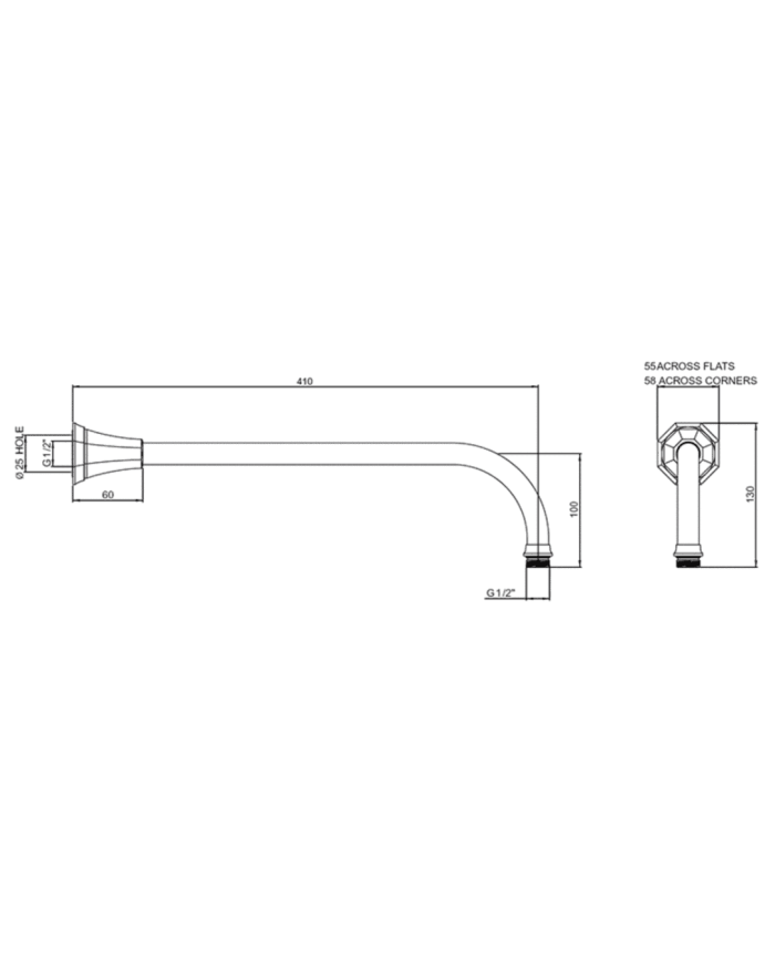 Bras de douche 410mm Deco - Perrin & Rowe