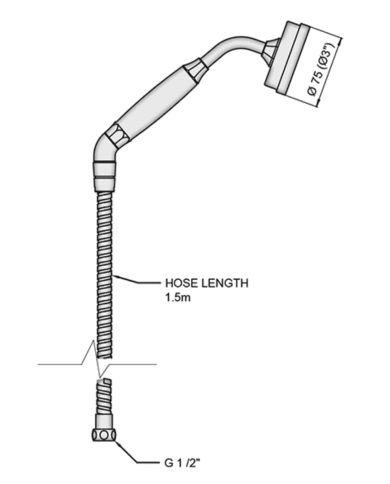 Douchette inclinée avec flexible Deco - Perrin & Rowe