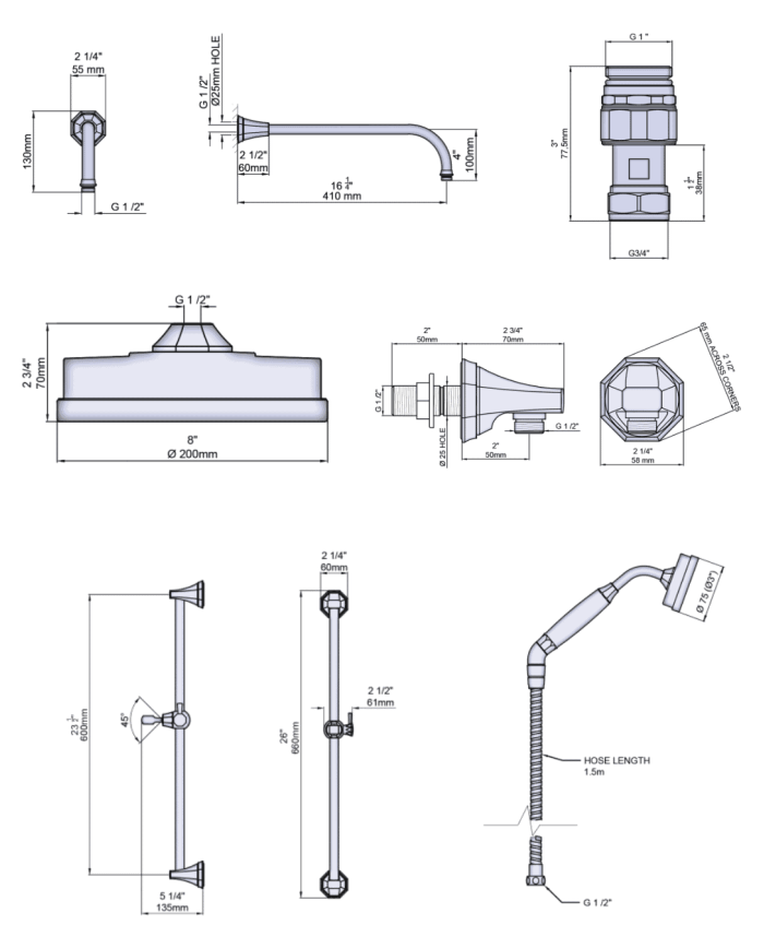 Set de douche 1 Deco - Perrin & Rowe