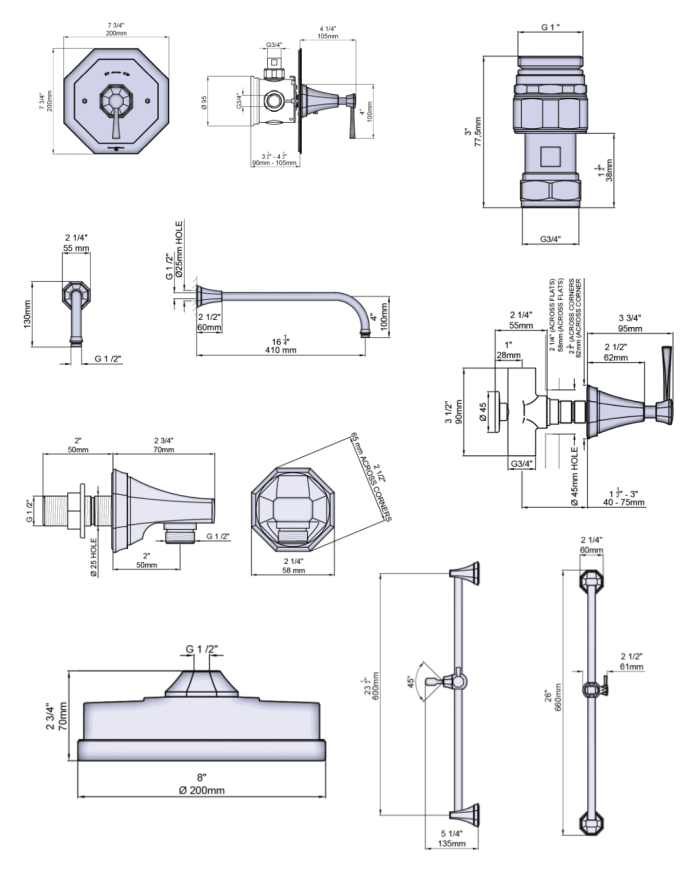 Set de douche 2 Deco - Perrin & Rowe