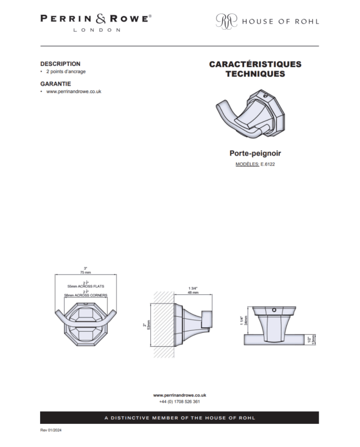 Porte-peignoire Deco - Perrin & Rowe