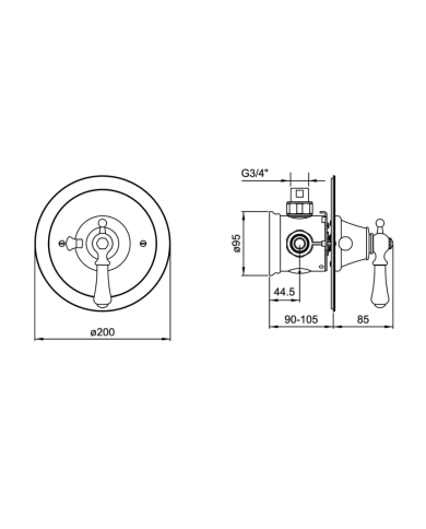 Mitigeur douche thermostatique encastré Georgian - Perrin & Rowe