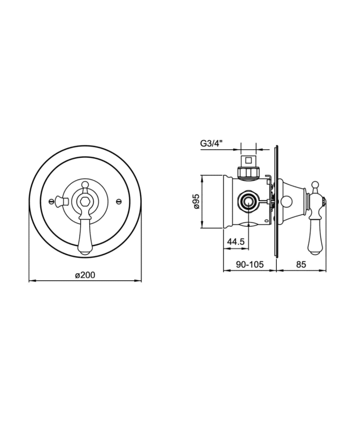 Mitigeur douche thermostatique encastré Georgian - Perrin & Rowe