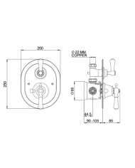 Mitigeur douche thermostatique encastré 2 voies Georgian - Perrin & Rowe