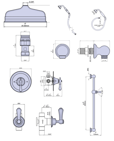 Set de douche 1 Georgian - Perrin & Rowe