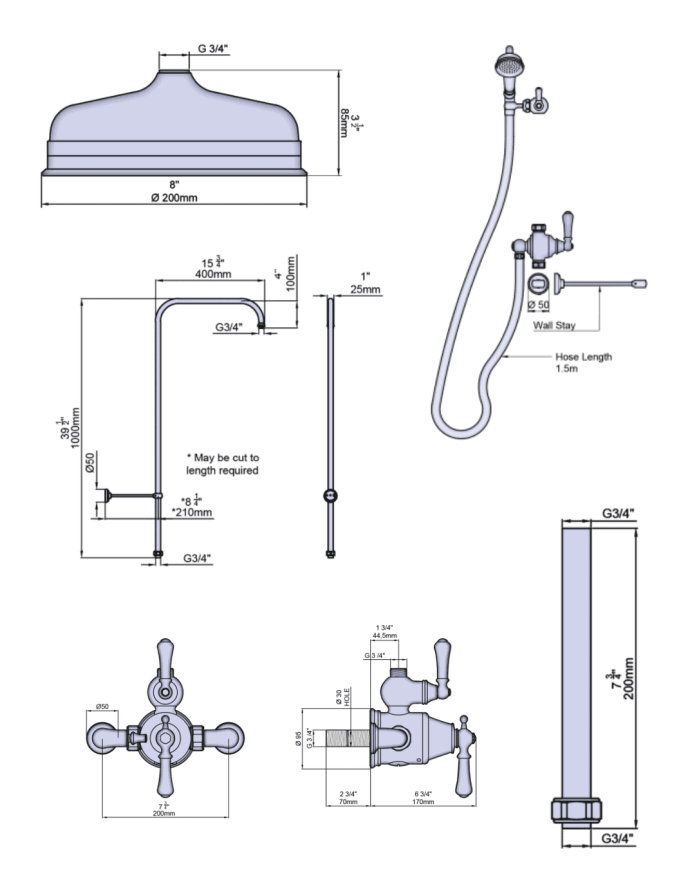 Set de douche 2 Georgian - Perrin & Rowe