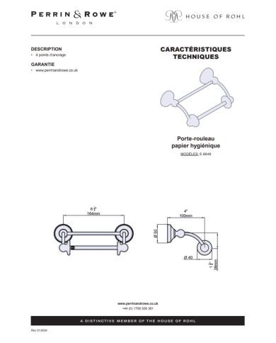 Porte papier pivotant Georgian - Perrin & Rowe