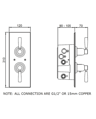 Mitigeur douche thermostatique encastré Langbourn - Perrin & Rowe