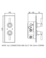 Mitigeur douche thermostatique 2 voies Langbourn - Perrin & Rowe