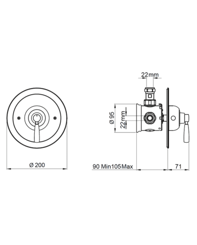 Mitigeur douche thermostatique encastré rond Langbourn - Perrin & Rowe