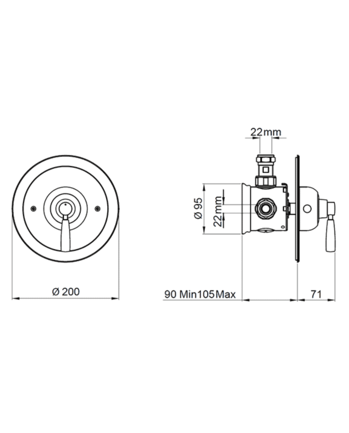 Mitigeur douche thermostatique encastré rond Langbourn - Perrin & Rowe