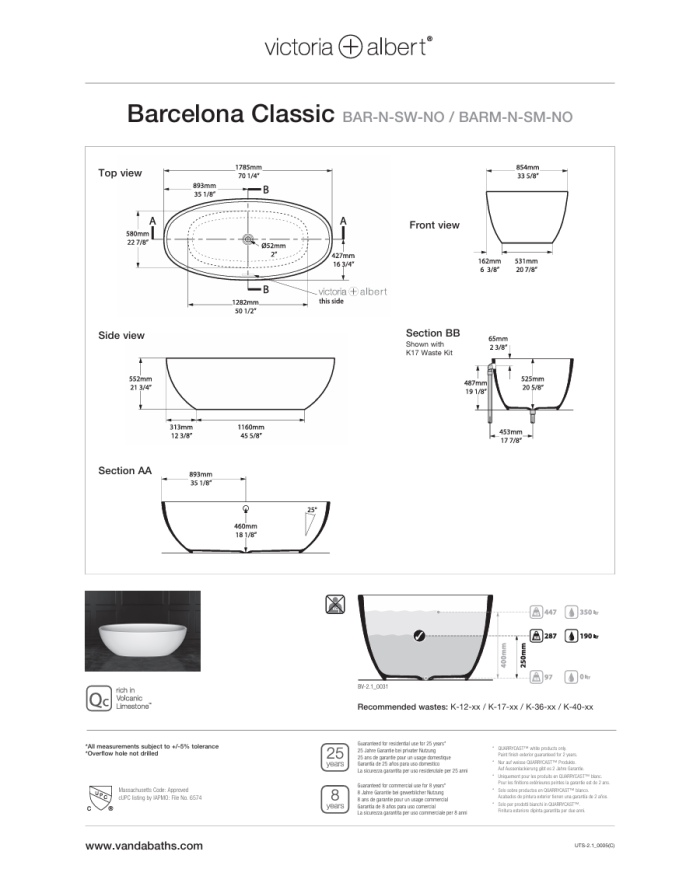 baignoire vintage victoria albert | Barcelona Classic