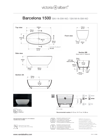 baignoire vintage victoria albert | Barcelone 150cm