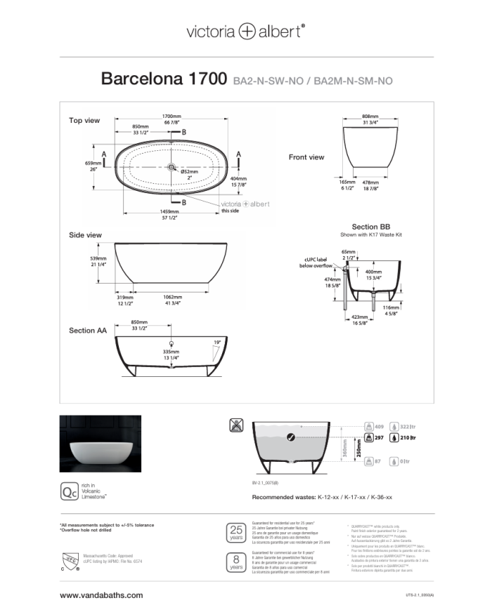 Baignoire Barcelone 1700 - Victoria + Albert