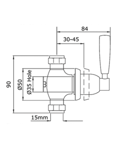 Robinet d'arrêt encastré 1/2" Langbourn - Perrin & Rowe