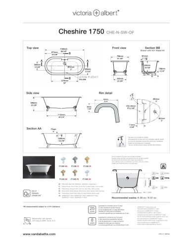 baignoire rétro Victoria Albert | Cheshire QUARRYCAST™