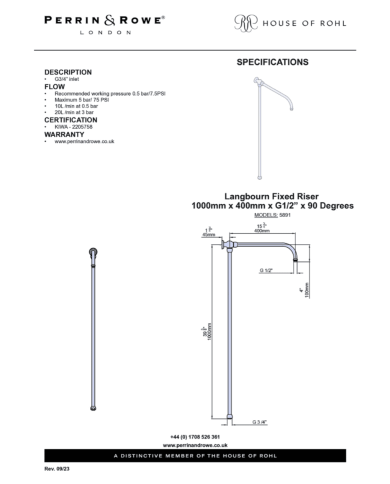 Colonne de douche Langbourn - Perrin & Rowe
