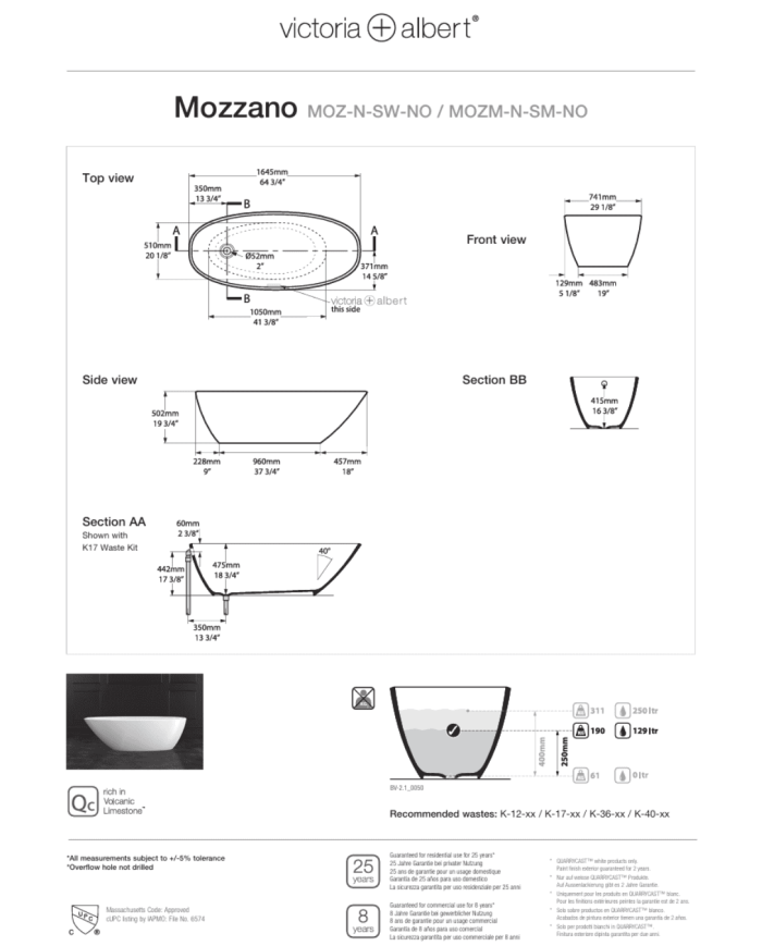 baignoire mozzano victoria albert | Victoria+Albert