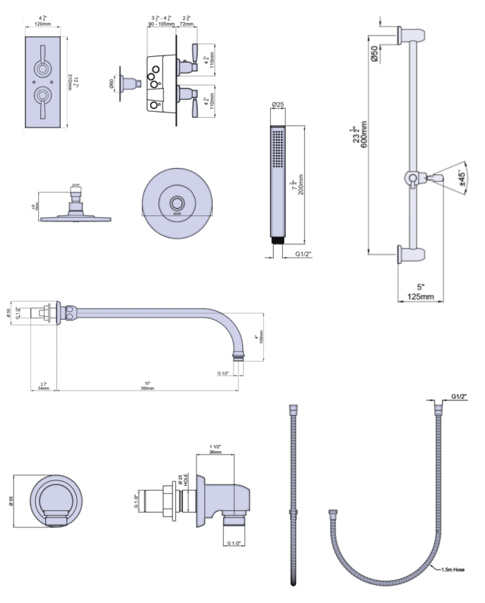 Set de douche 1 Langbourn - Perrin & Rowe