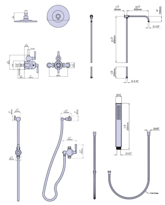 Set de douche 2 Langbourn - Perrin & Rowe