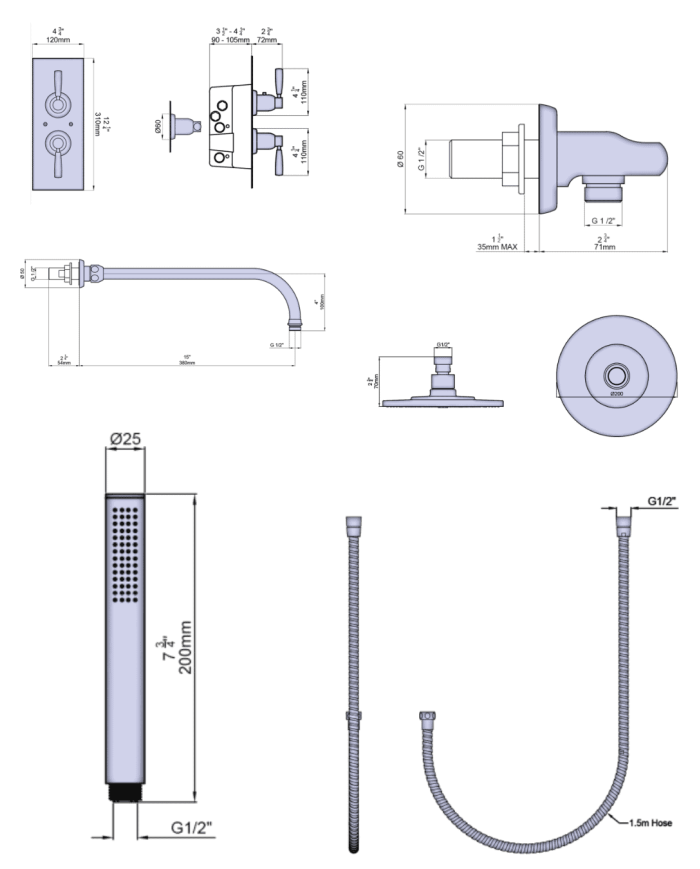 Set de douche 3 Langbourn - Perrin & Rowe