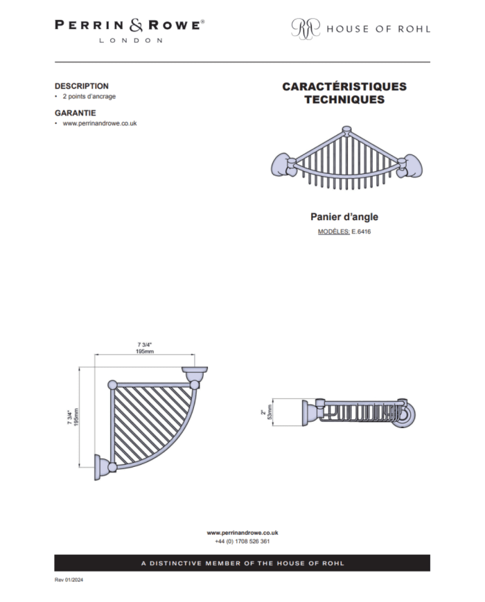 Panier d'angle Langbourn - Perrin & Rowe