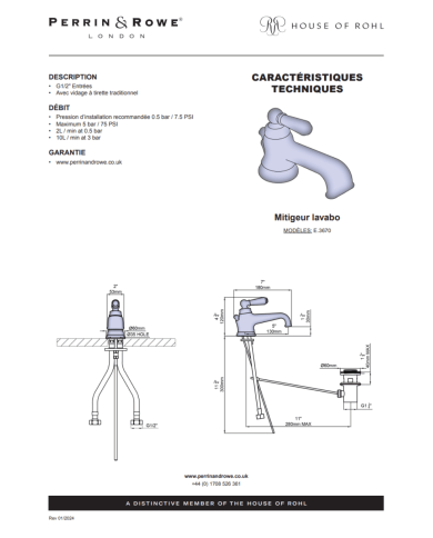 Mitigeur lavabo Traditional - Perrin & Rowe