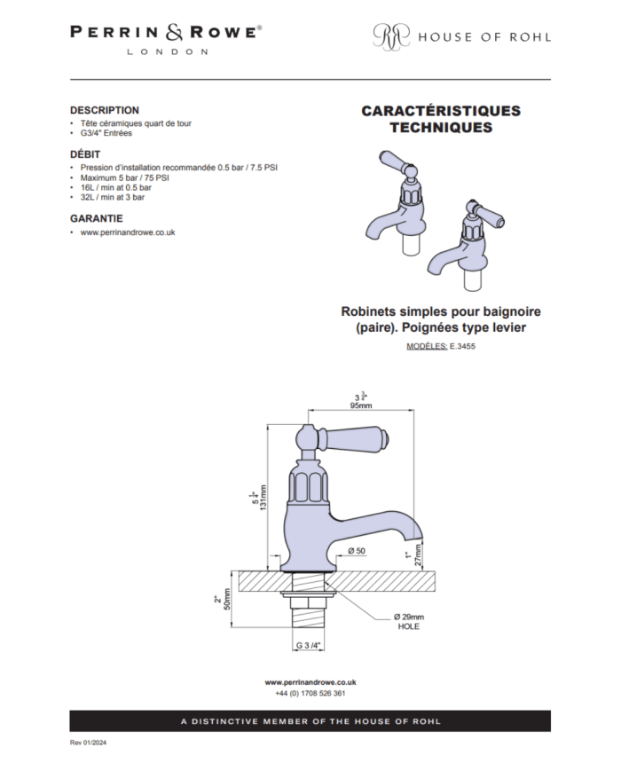 Robinets pour baignoire Traditional - Perrin & Rowe
