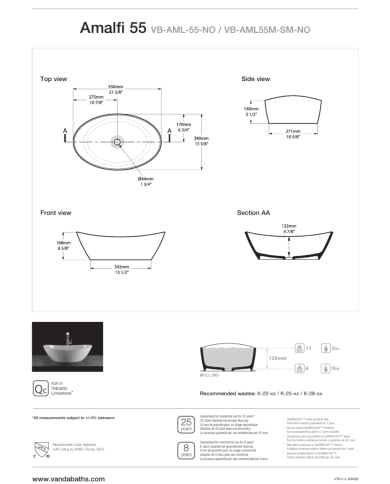 Lavabo Amalfi 55 - Victoria + Albert