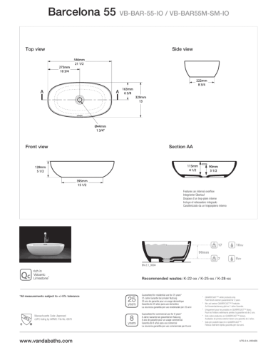 Lavabo Barcelona 55 Victoria + Albert