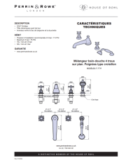 Mélangeur bain/douche 4 trous croisillons Traditional - Perrin & Rowe